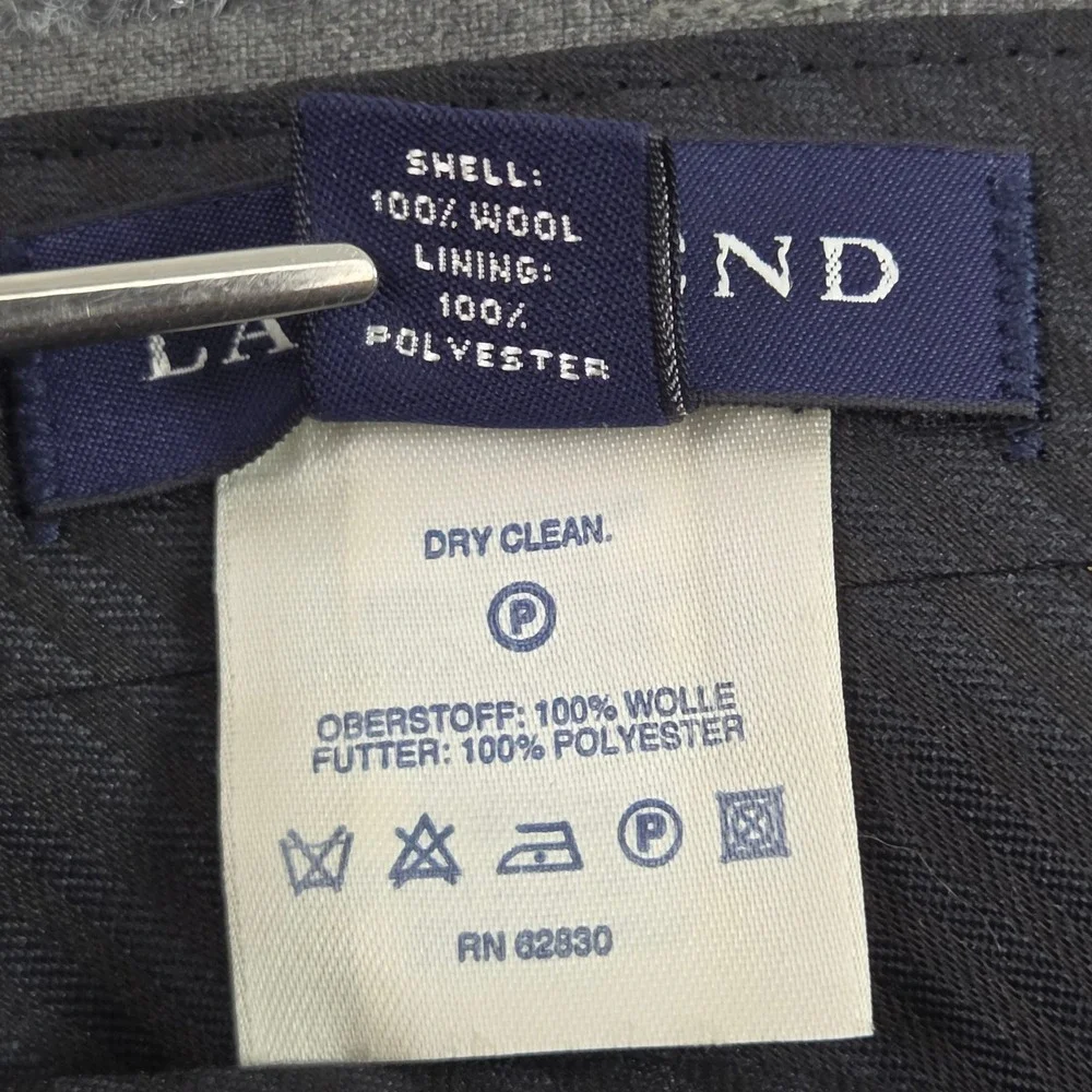 Lands End Dress Pants Mens 37 Gray 100% Wool Pleated Office Professional Career